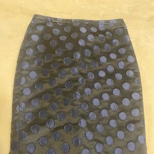 J. Crew Black and Blue Polka Dot Pencil Skirt